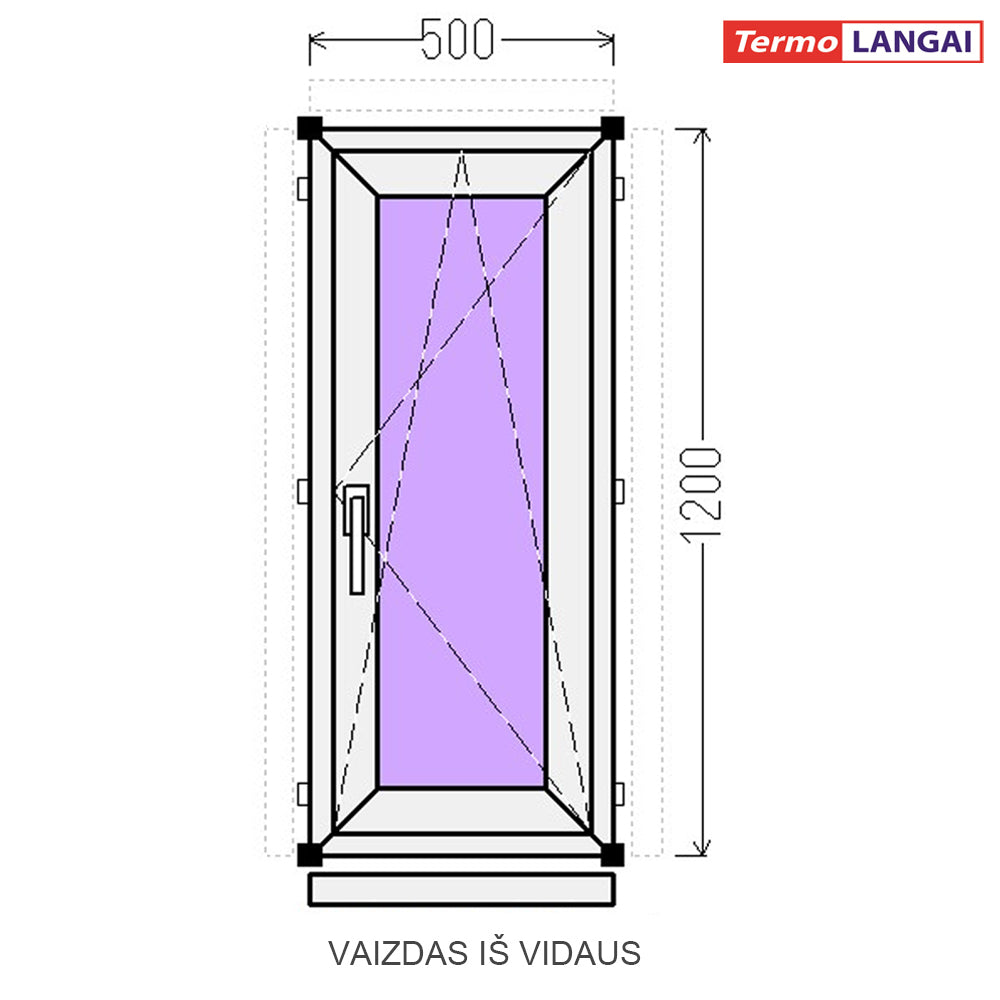 PVC langas iš sandėlio 500 x 1200