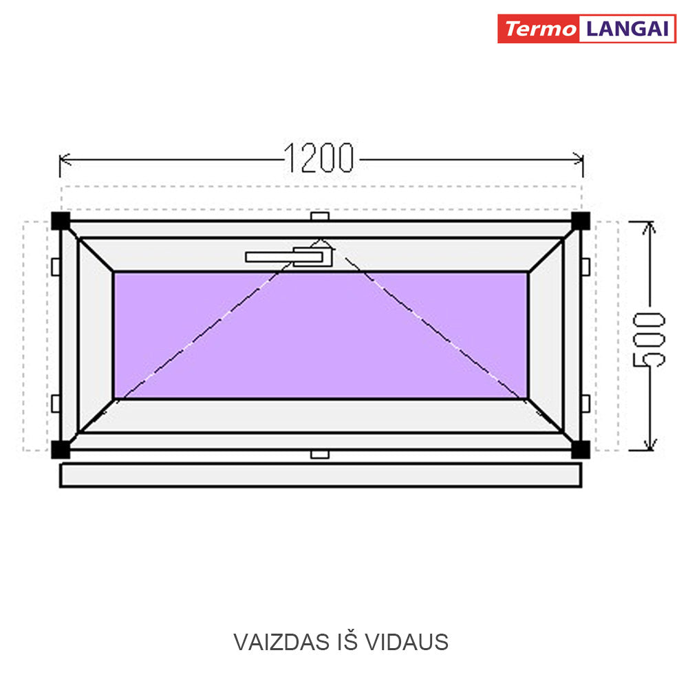 PVC langas iš sandėlio 1200 x 500
