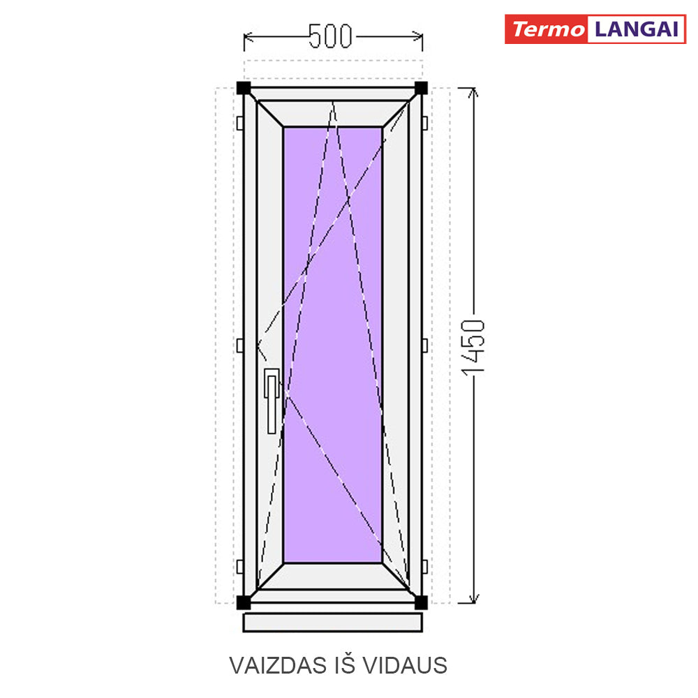 PVC langas iš sandėlio 500 x 1450