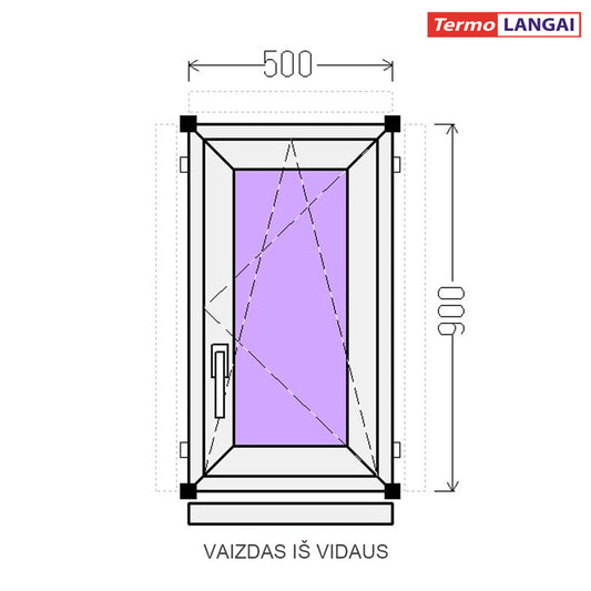 PVC langas iš sandėlio 500 x 900