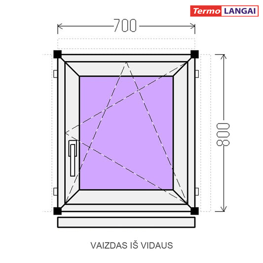 PVC langas iš sandėlio 700 x 800
