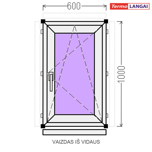 PVC langas iš sandėlio 600 x 1000