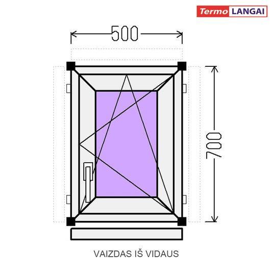 PVC langas iš sandėlio 500 x 700