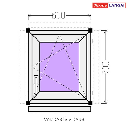 PVC langas iš sandėlio 600 x 700