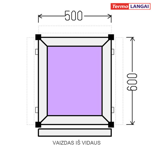 PVC langas iš sandėlio 500 × 600 mm