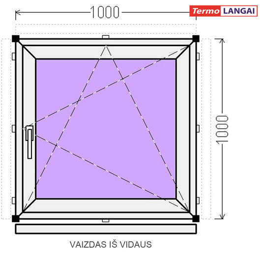 PVC langas iš sandėlio 1000 x 1000