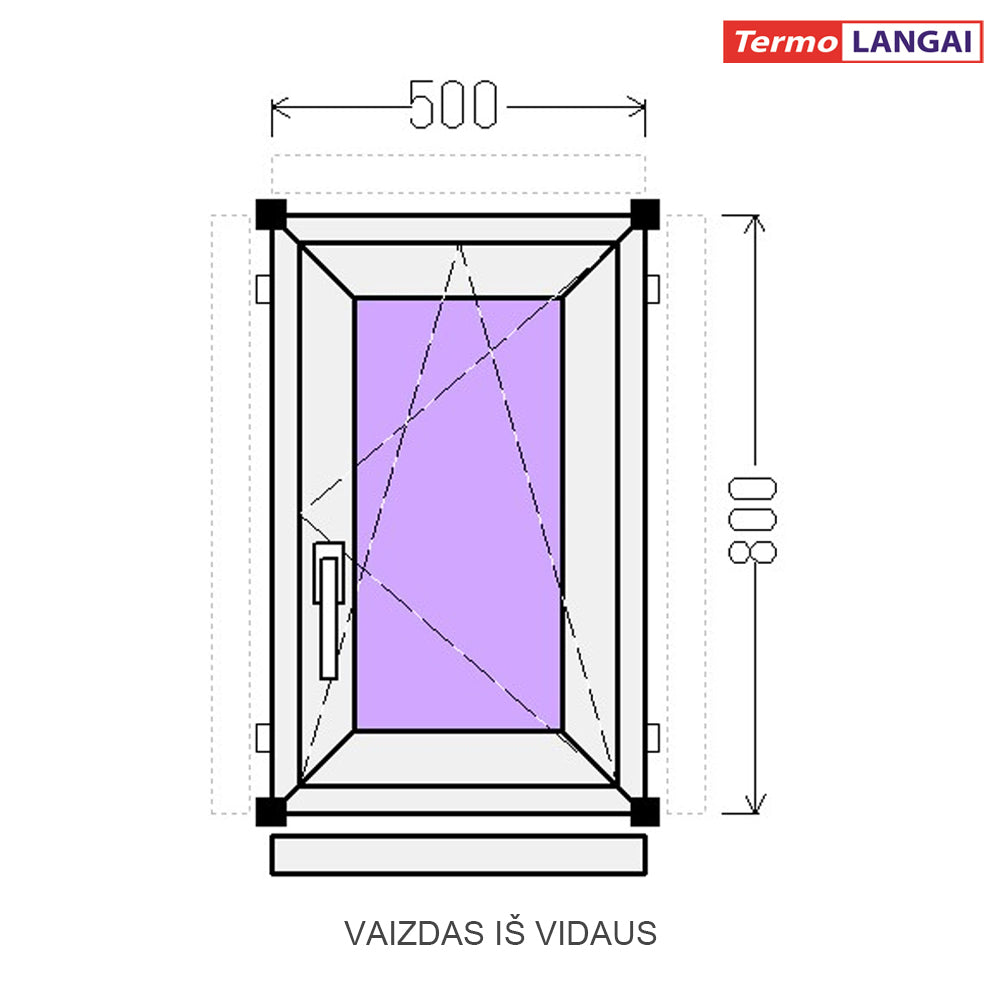 uPVC Window from Stock 500 × 800 mm