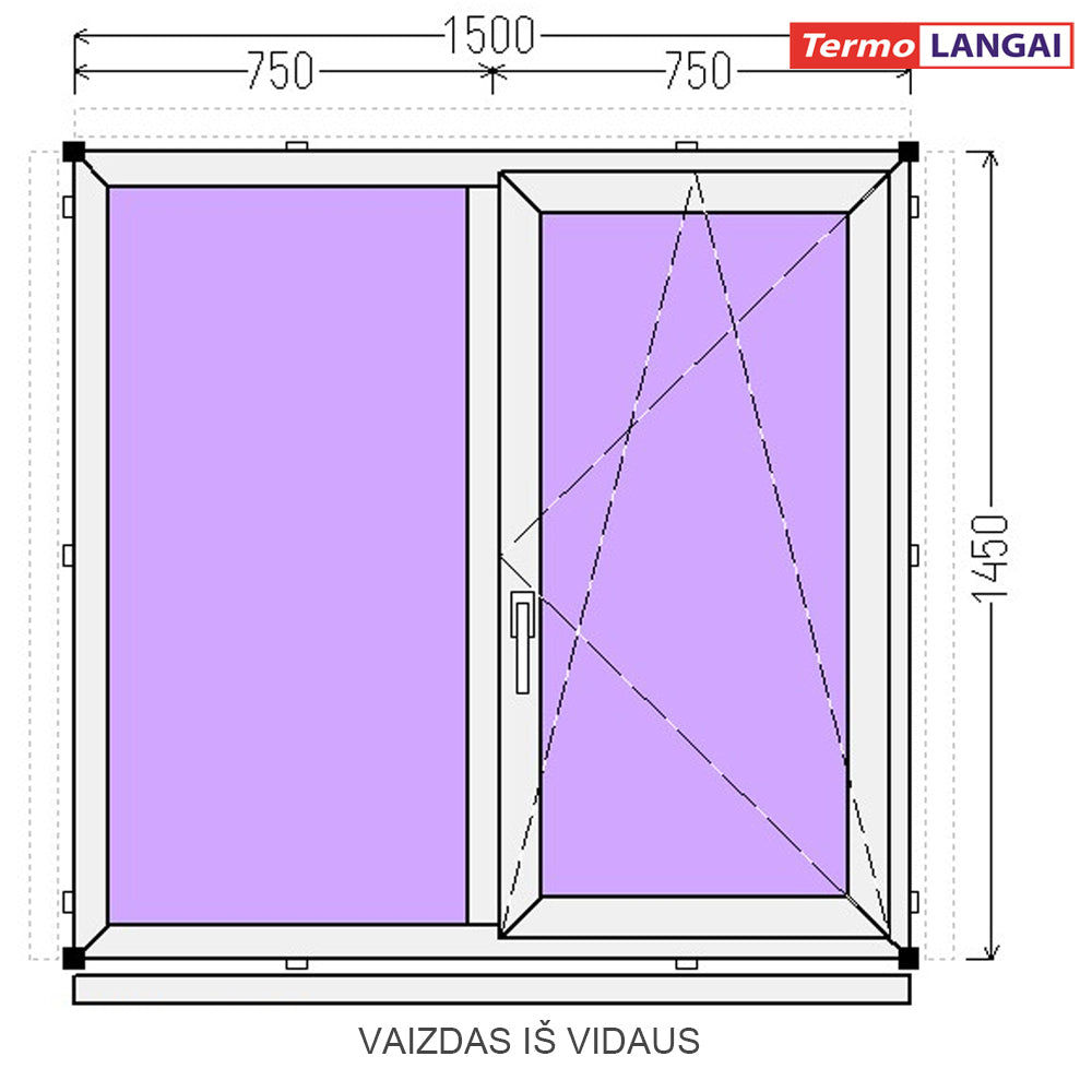 PVC langas iš sandėlio 1500 x 1450
