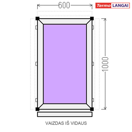 PVC langas iš sandėlio 600 x 1000