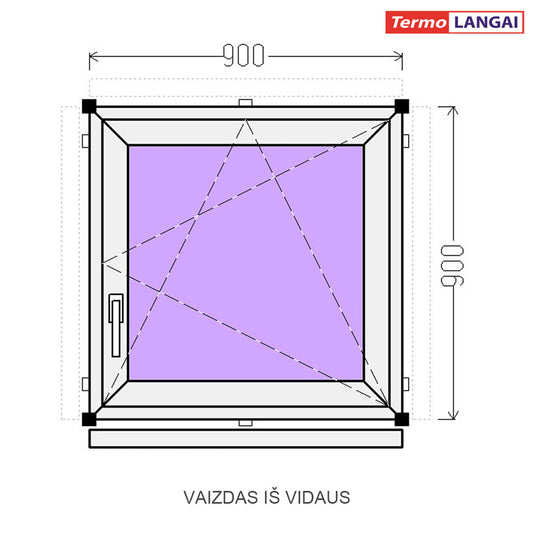 PVC langas iš sandėlio 900 x 900