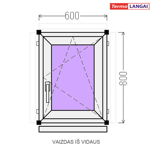 PVC langas iš sandėlio 600 x 800