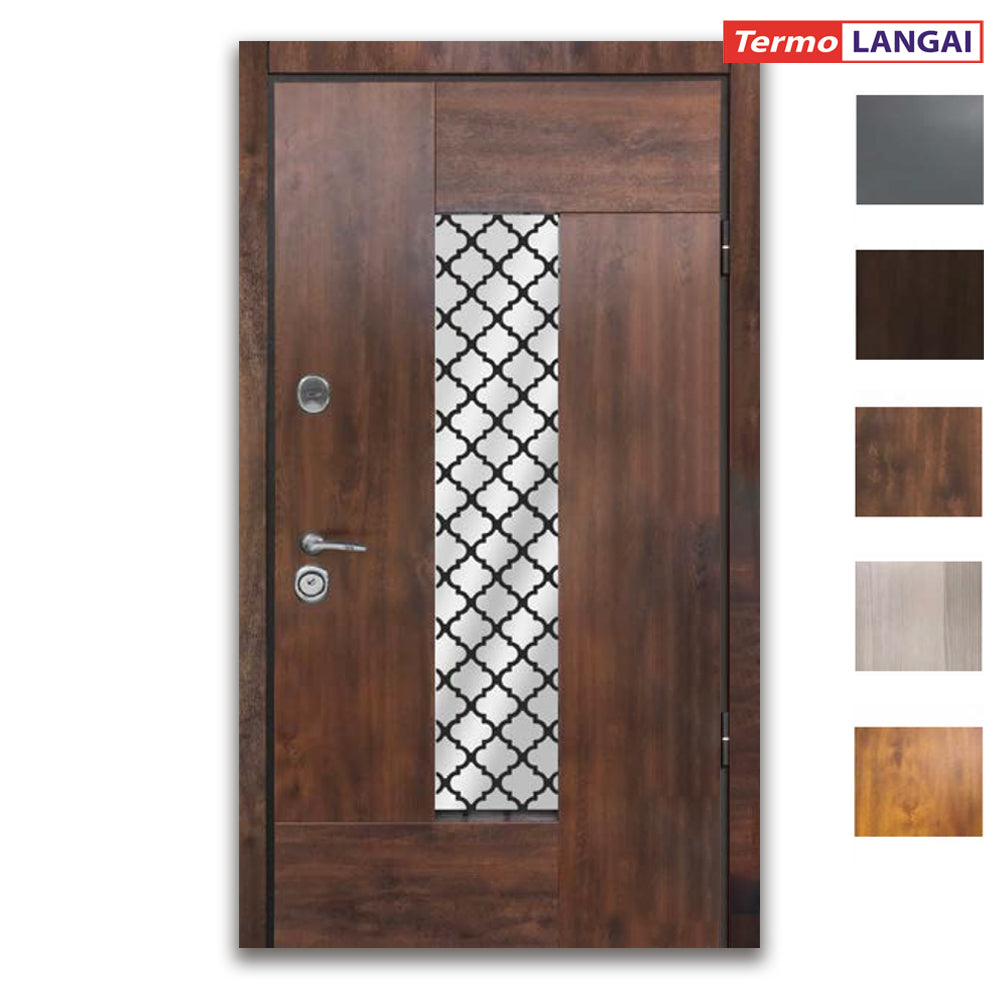 Šarvuotos lauko durys Thermo Steel 22-04 Lux su įrėmintu dvigubu stiklu