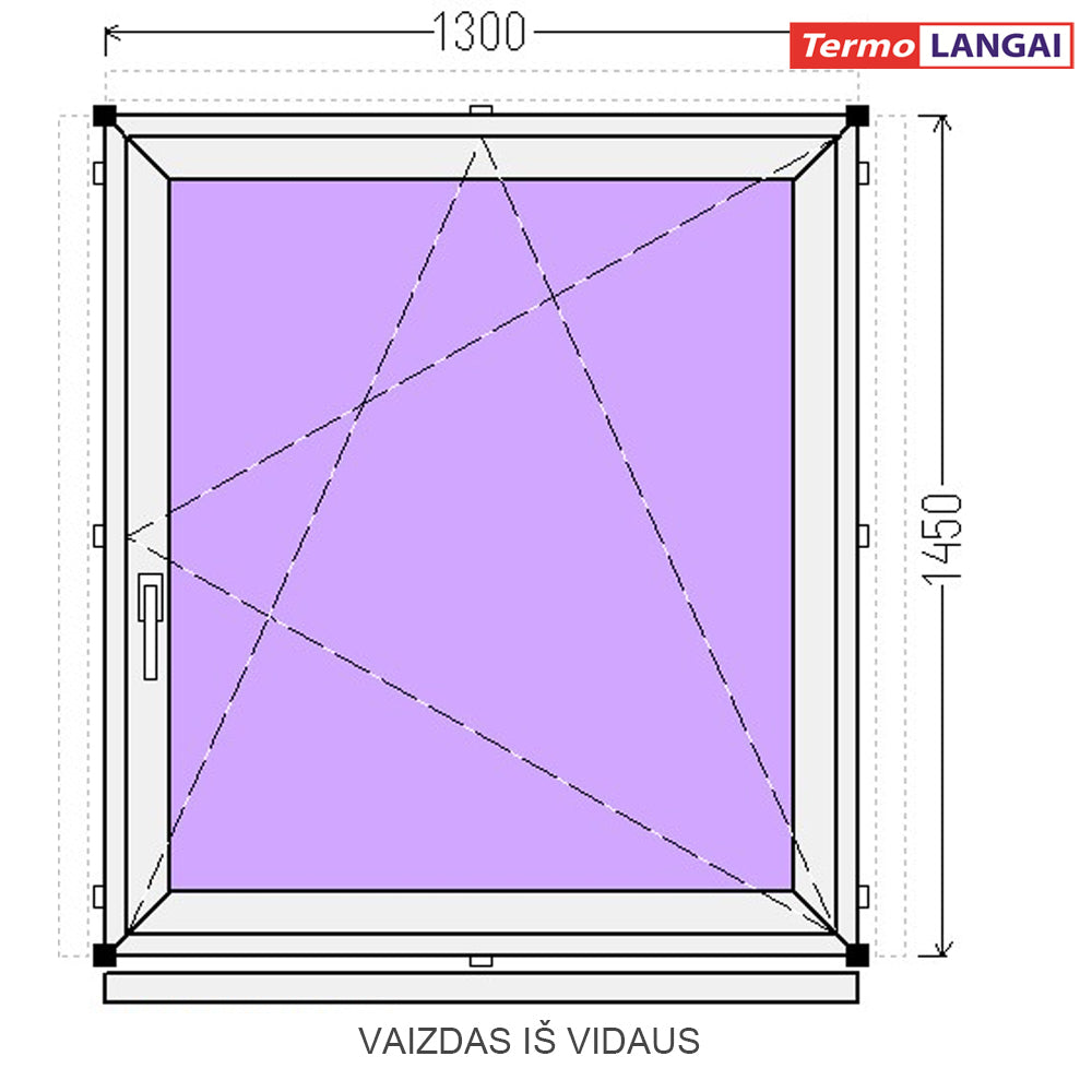 PVC langas iš sandėlio 1300 x 1450