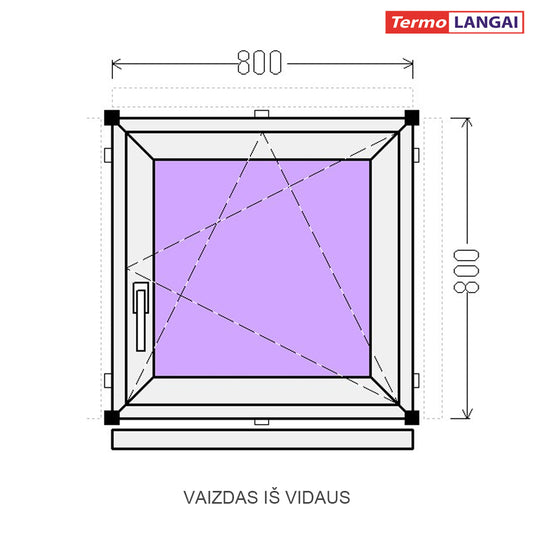PVC langas iš sandėlio 800 x 800