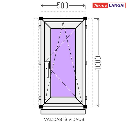 PVC langas iš sandėlio 500 x 1000