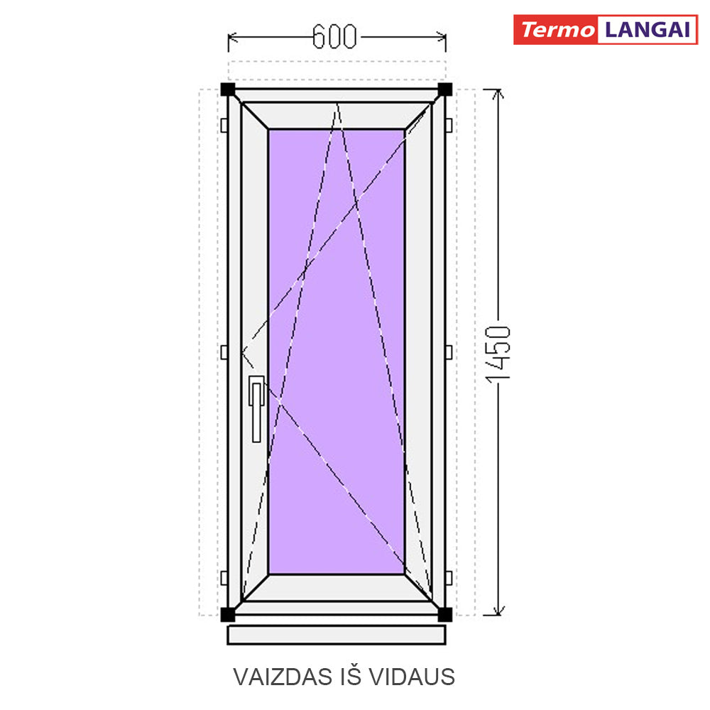 PVC langas iš sandėlio 600 x 1450