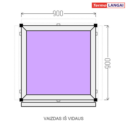 PVC langas iš sandėlio 900 x 900