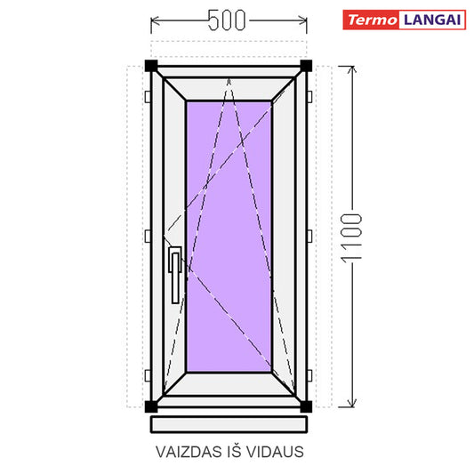 PVC langas iš sandėlio 500 x 1100