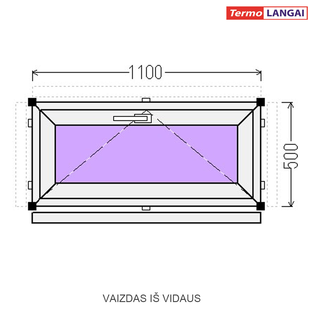 PVC langas iš sandėlio 1100 x 500