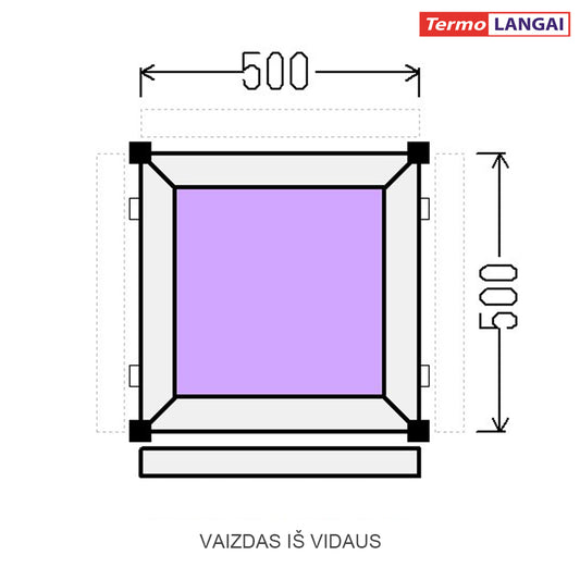 PVC langas iš sandėlio 500 × 500 mm